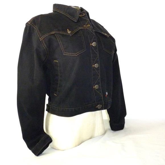 VINTAGE Genuine HARLEY-DAVIDSON Women's L Black Denim Motorcycle Jacket - Picture 4 of 13